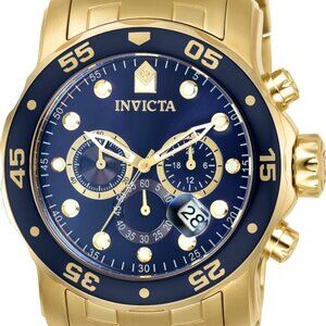 Invicta Men's 48mm PRO DIVER SCUBA CHRONOGRAPH Gold/Blue Tone Bracelet Watch